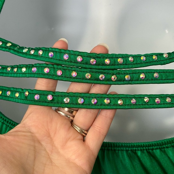 Custom Dance Costume with rhinestones and feathers (size small/medium adult) - Picture 5 of 13